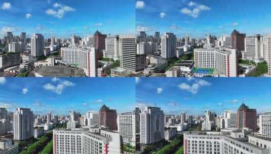 航拍海南省海口市龙华区城市风光高清在线视频素材下载