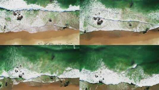 海滩沙滩被绿松石的白浪冲刷高清在线视频素材下载
