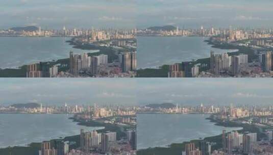 深圳湾红树林后海繁华城市航拍高清在线视频素材下载