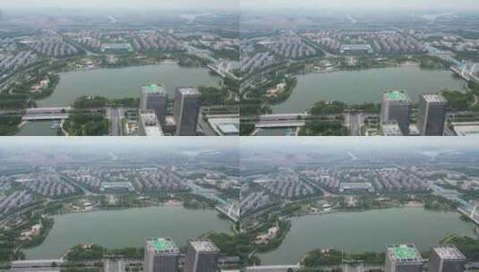 河南郑州龙湖公园郑州金融岛航拍高清在线视频素材下载