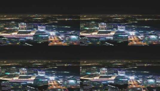 江苏苏州园区夜景灯光竖屏航拍高清在线视频素材下载