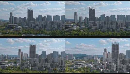高清实拍成都天府新区蓝天白云城市建筑高清在线视频素材下载