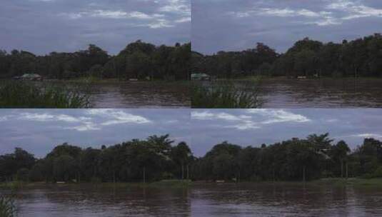 泰国老挝缅甸湄公河河流江畔江边晚霞高清在线视频素材下载
