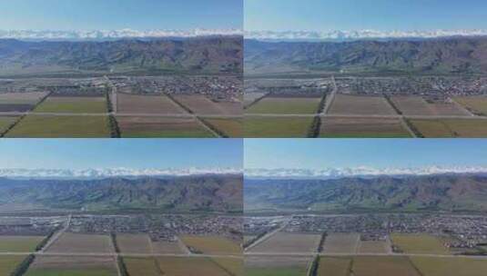 航拍新疆伊犁那拉提镇风光高清在线视频素材下载
