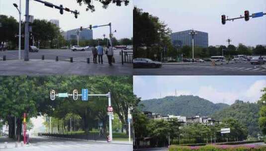 2023广州黄埔区交通红绿灯人行道高清在线视频素材下载