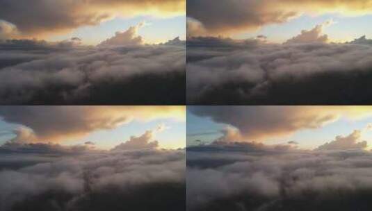 航拍云层上的霞光高清在线视频素材下载