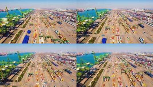 4K天津港集装箱货运码头延时高清在线视频素材下载