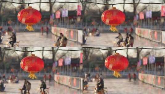 北京什刹海滑冰场空镜高清在线视频素材下载