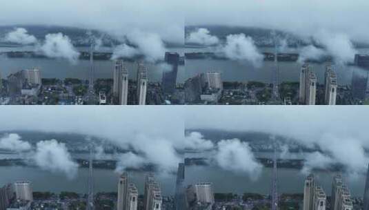 长沙城市上空云海大气视频高清在线视频素材下载