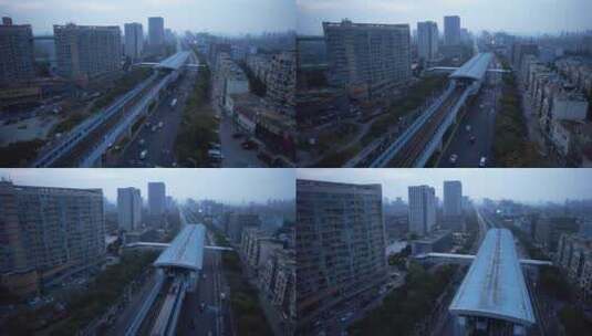 南京江宁天印大道地铁站航拍高清在线视频素材下载