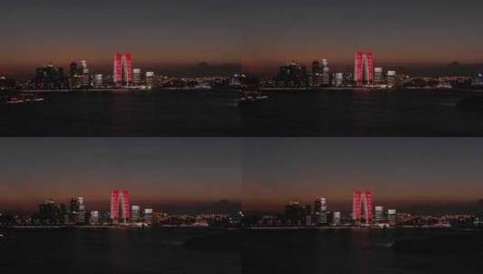 苏州城市日落夜景风光航拍高清在线视频素材下载