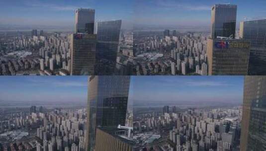 南京建邺金鹰世界大楼商厦航拍高清在线视频素材下载