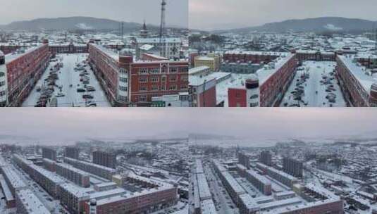 4K航拍黑龙江哈尔滨城市雪景高清在线视频素材下载