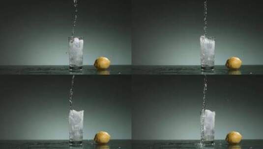 一杯冰水 柠檬水高清在线视频素材下载