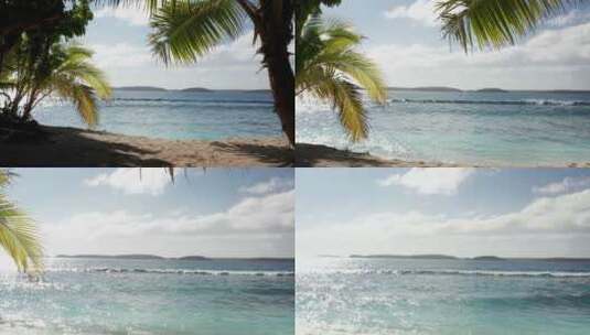 鸟瞰荒岛风景，白色沙滩，清澈海水和高清在线视频素材下载