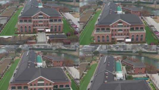 4K苏州无人机航拍外国语幼儿园高清在线视频素材下载