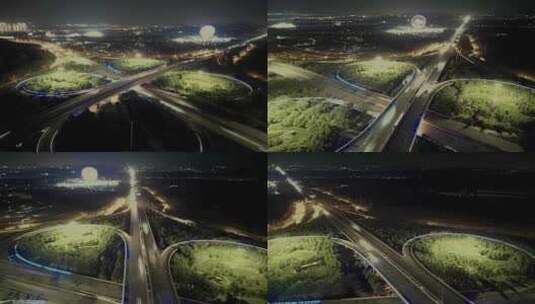 城市立交桥夜景穿梭车流    延时高清在线视频素材下载