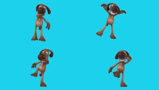 有趣的3D卡通狗跳舞（带alpha通道）高清在线视频素材下载