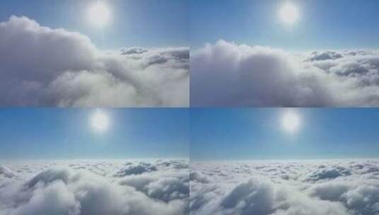 高空航拍蓝天白云与翻腾云海高清在线视频素材下载