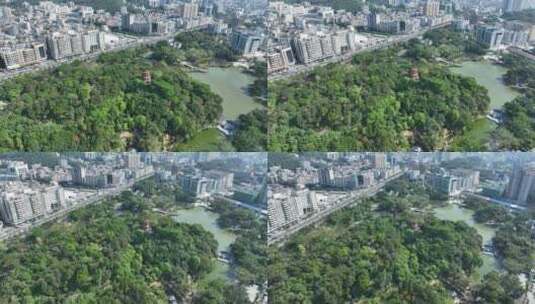 汕尾市城区航拍奎山公园城市景观建筑风光高清在线视频素材下载