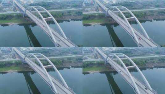 广安官盛渠江大桥航拍高清在线视频素材下载