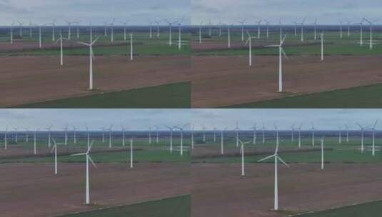 德国勃兰登堡风力涡轮机的鸟瞰图。高清在线视频素材下载