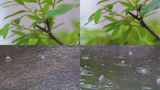 城市马路公路道路下雨天雨水雨滴大自然风景高清在线视频素材下载