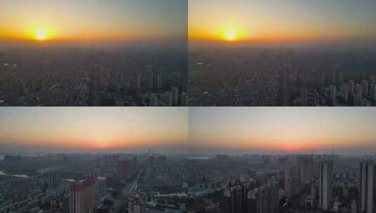 4K航拍岳阳市城市日落夕阳风景4高清在线视频素材下载