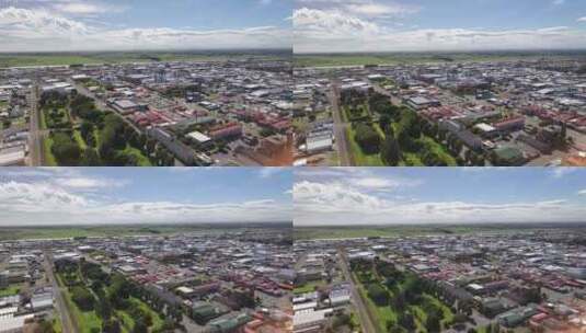 新西兰因弗卡吉尔市。晴天，无人机从市中心高清在线视频素材下载