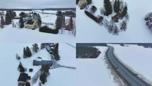 4K航拍北欧瑞典雪景自然风光高清在线视频素材下载
