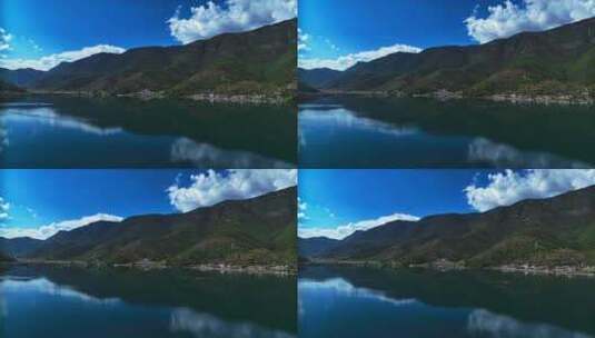 丽江泸沽湖风景HDR航拍高清在线视频素材下载