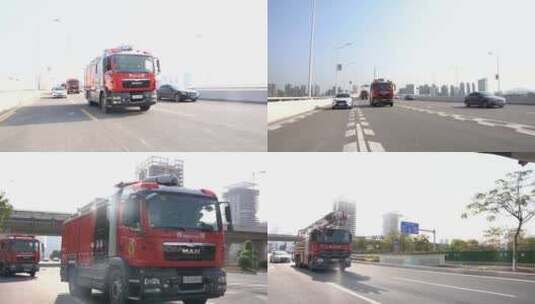 消防车在城市道路上_4高清在线视频素材下载