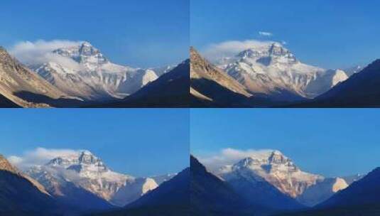 西藏日喀则珠峰大本营珠峰旗云日照金山延时高清在线视频素材下载