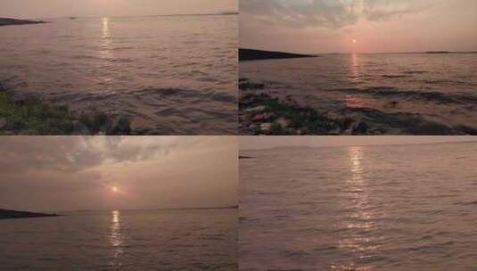 湖面像晚霞日落实拍高清在线视频素材下载