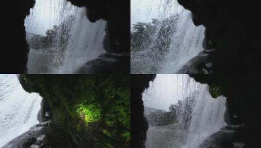 瀑布里面风光高清在线视频素材下载