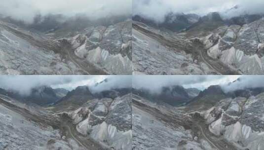 中国四川甘孜稻城亚丁央迈勇山坳云海景观高清在线视频素材下载