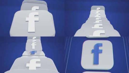 Facebook灰色3D图标像多米诺骨牌高清在线视频素材下载