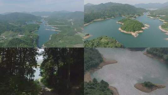 虎贝水库 航拍 山川河流 自然风景高清在线视频素材下载