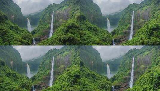 贵州山川瀑布自然生态青山绿水风景旅行高清在线视频素材下载