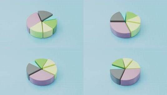 带有彩色细分信息的3D旋转饼图图形财务可高清在线视频素材下载