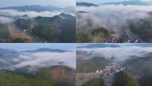 浦江县虞宅美丽乡村云雾风光航拍 合集高清在线视频素材下载