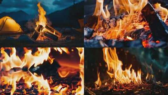 篝火火焰火把火炬燃烧探险励志征程希望勇气高清在线视频素材下载