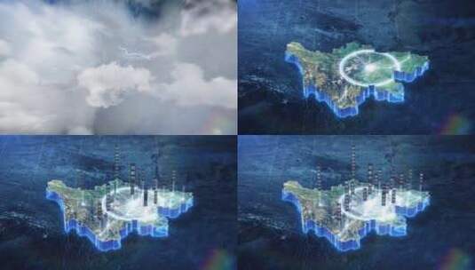 26 科技蓝暗调三维卫星地图 - 四川省高清AE视频素材下载