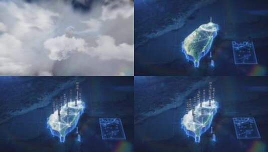 27 科技蓝暗调三维卫星地图 - 台湾省高清AE视频素材下载