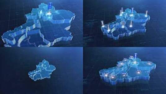 新疆蓝色科技感三维地图点线辐射 folder高清AE视频素材下载