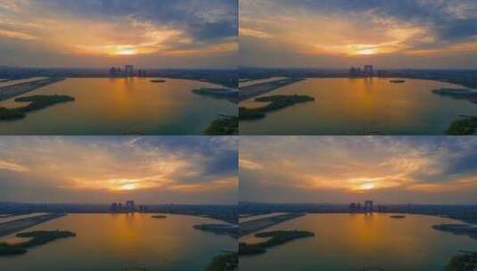 苏州金鸡湖4K延时航拍高清在线视频素材下载