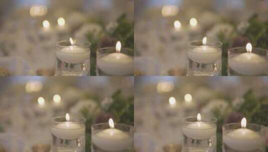 婚宴上的蜡烛特写镜头高清在线视频素材下载