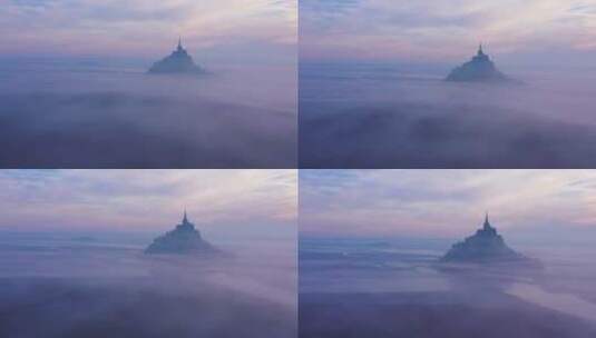 航拍薄雾升起的清晨高清在线视频素材下载