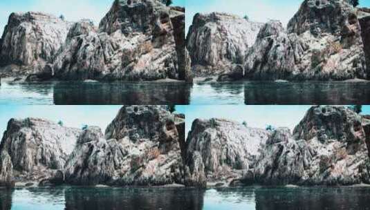 有岩石的海岸线高清在线视频素材下载