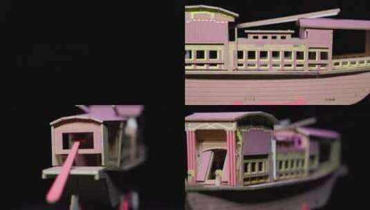南湖红船木制模型光影形象展示一大4K原创高清在线视频素材下载